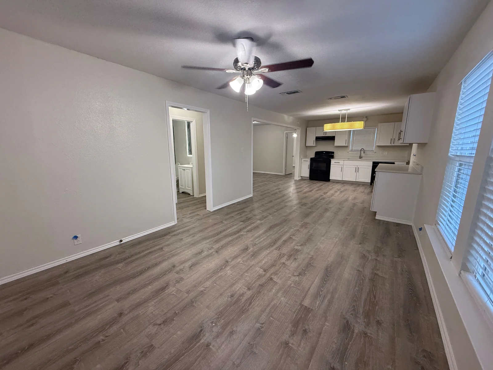 Living and kitchen spaces at 711 Dunn Street